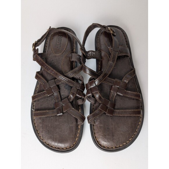 Born Women's Sandals Size 8 M Brown Leather Boho Flats Slingback Festival - Picture 1 of 14